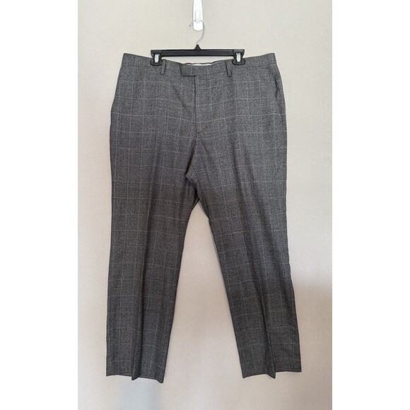 Banana Republic Slim Marzotto Wool Dress Pants 38x32 Gray Mens Casual Suit Plaid - Picture 1 of 13